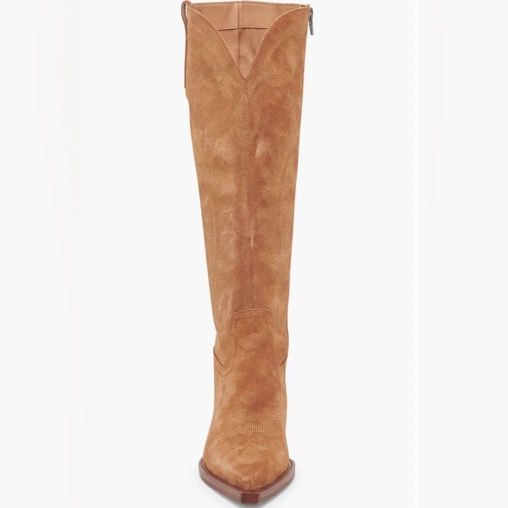 Dolce Vita Over-the-Knee Suede Western Boot - Tan